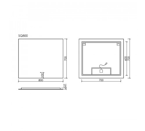 Зеркало Sancos Square 80 SQ800 с подсветкой с сенсорным выключателем