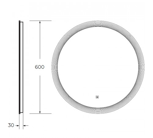 Зеркало Cezares Eco 60 CZR-SPC-ECO-600-LED-TCH с подсветкой с лазерной гравировкой и сенсорным выключателем