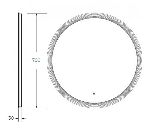 Зеркало Cezares Eco 70 CZR-SPC-ECO-700-LED-TCH с подсветкой с лазерной гравировкой и сенсорным выключателем