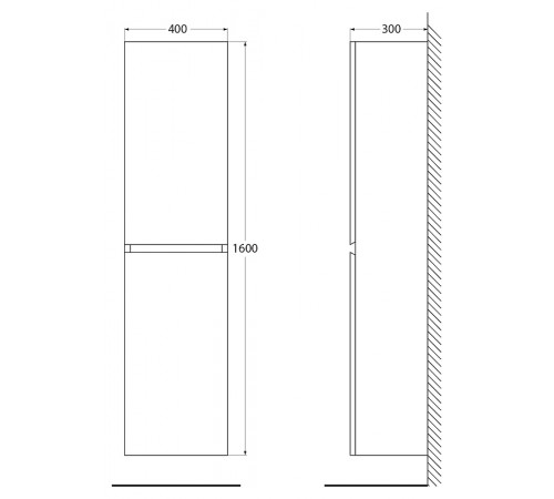 Шкаф пенал Cezares Molveno 40 MOLVENO-1600-2A-SC-BG подвесной Bianco Ghiaccio