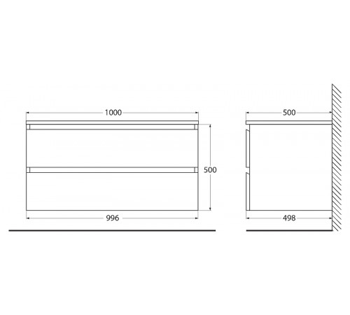 Тумба под раковину Cezares Molveno 100 MOLVENO-100-2C-SO-LG подвесная Legno Grigio