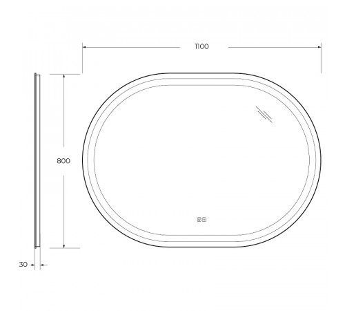 Зеркало Cezares Giubileo 110 CZR-SPC-GIUBILEO-1100-800-TCH-WARM с подсветкой с сенсорным выключателем и подогревом
