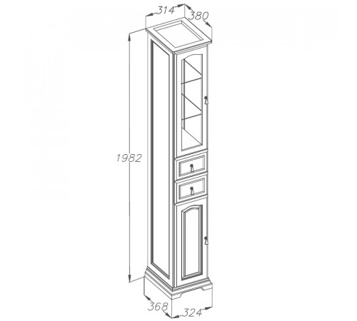 Шкаф пенал Opadiris Риспекто 30 L 00-00005829 Слоновая кость