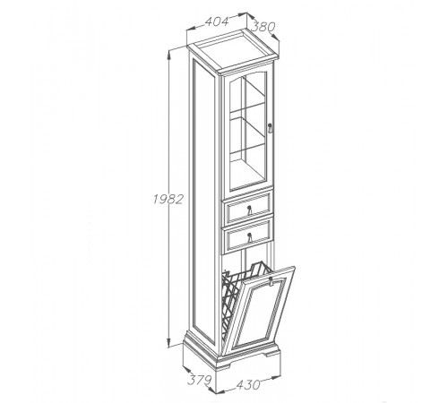 Шкаф пенал Opadiris Риспекто 40 L 00-00005836 с бельевой корзиной Слоновая кость