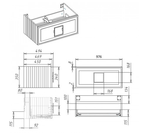 Тумба под раковину La Fenice Cubo 100 FNC-01-CUB-BG-100 подвесная Синяя матовая