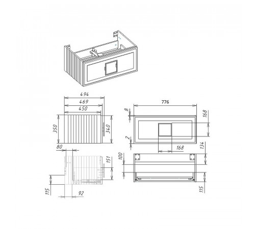 Тумба под раковину La Fenice Cubo 80 FNC-01-CUB-G-80 подвесная Серая матовая