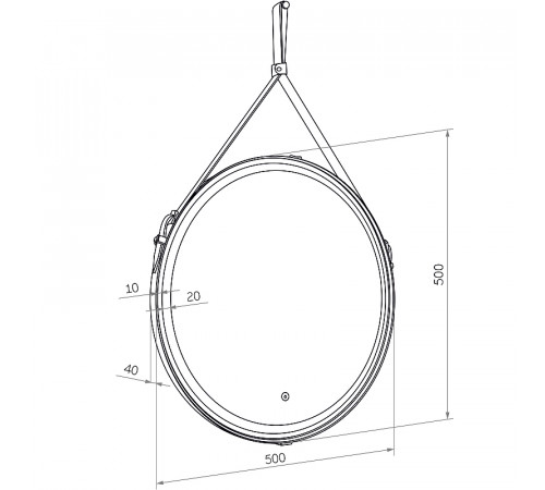 Зеркало Континент Millenium Brown D 500 ЗЛП95 с подсветкой с сенсорным выключателем на ремне из натуральной кожи