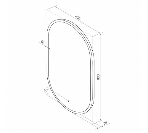 Зеркало Континент Prime 450х800 ЗЛП1079 с подсветкой Серое с сенсорным выключателем