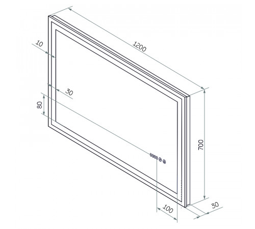 Зеркало Континент Mercury 1200х700 ЗЛП690 с подсветкой с сенсорным выключателем с подогревом с часами