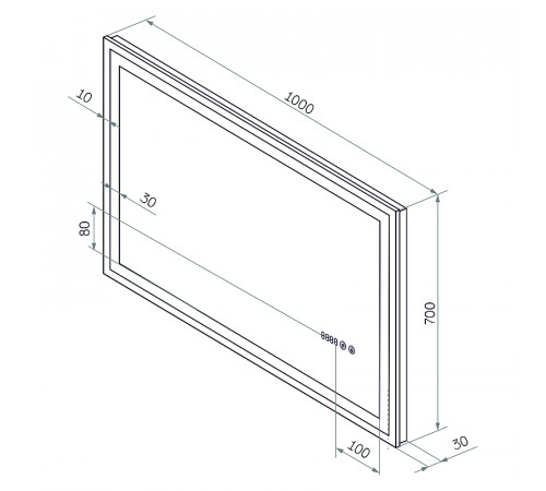 Зеркало Континент Mercury 1000х700 ЗЛП971 с подсветкой с сенсорным выключателем с подогревом с часами