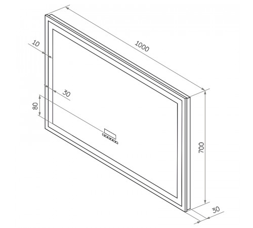 Зеркало Континент Mercury 1000х700 ЗЛП685 с подсветкой с сенсорным выключателем с подогревом с часами