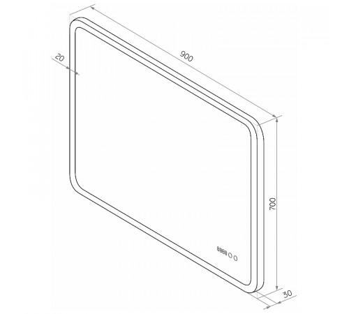 Зеркало Континент Demure 900х700 ЗЛП2301 с подсветкой с сенсорным выключателем с подогревом с часами