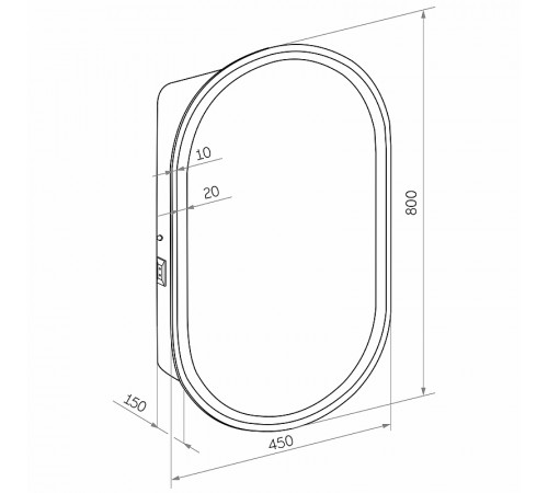 Зеркальный шкаф Континент Elmage black LED 45 МВК049 с подсветкой Черный