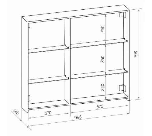 Зеркальный шкаф Континент Mirror Box black Led 100 МВК051 с подсветкой Черный