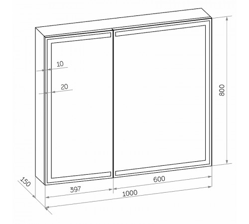 Зеркальный шкаф Континент Mirror Box black Led 100 МВК051 с подсветкой Черный