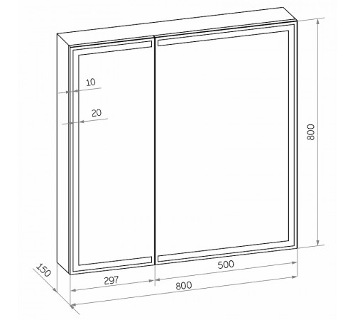 Зеркальный шкаф Континент Mirror Box black Led 80 МВК052 с подсветкой Черный