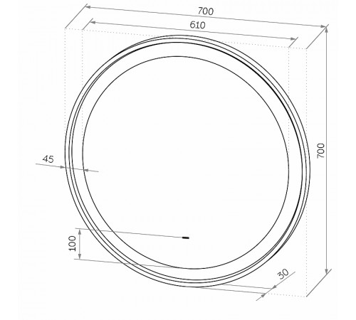 Зеркало Континент Planet D 700 ЗЛП1170 с подсветкой с бесконтактным выключателем