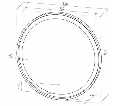 Зеркало Континент Planet D 800 ЗЛП691 с подсветкой с бесконтактным выключателем