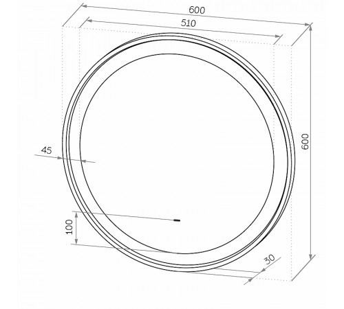 Зеркало Континент Planet D 600 ЗЛП623 с подсветкой с бесконтактным выключателем