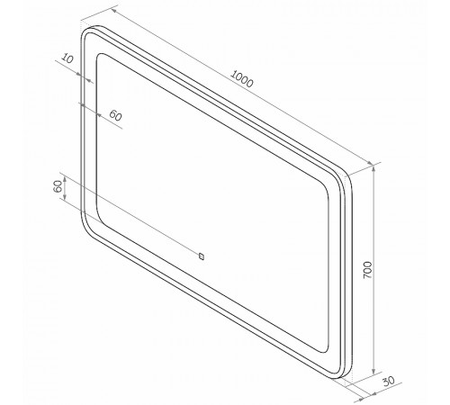 Зеркало Континент Velvette 1000x700 ЗЛП466 с подсветкой с сенсорным выключателем