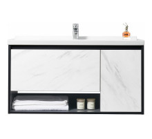 Тумба с раковиной Orans BC-0903 100 9031000 подвесная Dark grey White marble