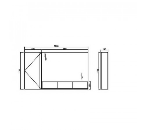 Зеркало со шкафом Orans BC-NL014S-1200 120 014SMr Бежевое Белое