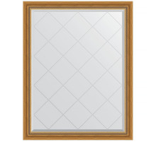 Зеркало Evoform Exclusive-G 118х93 BY 4346 с гравировкой в багетной раме - Состаренное золото с плетением 70 мм