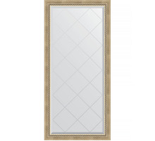 Зеркало Evoform Exclusive-G 135х73 BY 4261 с гравировкой в багетной раме - Состаренное серебро с плетением 70 мм