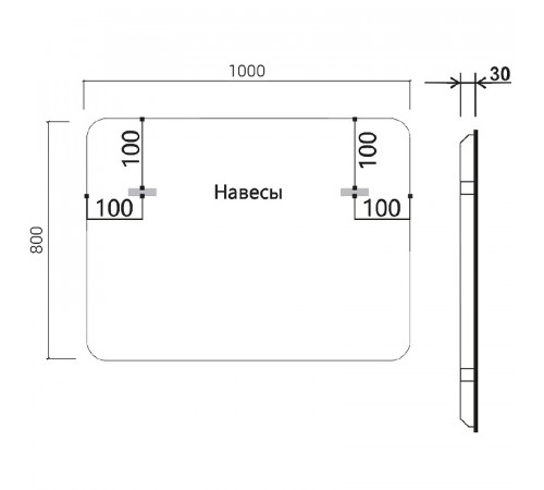 Зеркало Vincea 100 VLM-3VC100B с подсветкой Черное с сенсорным выключателем и диммером