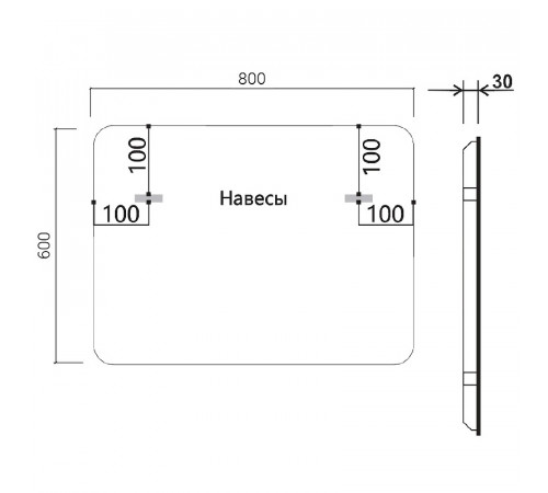 Зеркало Vincea 80 VLM-3VC800B с подсветкой Черное с сенсорным выключателем и диммером