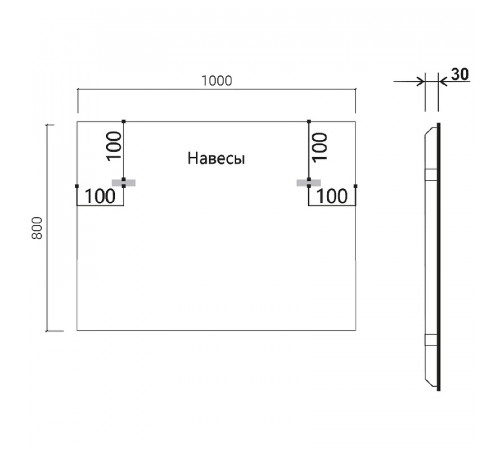 Зеркало Vincea 100 VLM-3VN100B-2 с подсветкой Черное с сенсорным выключателем с подогревом и диммером