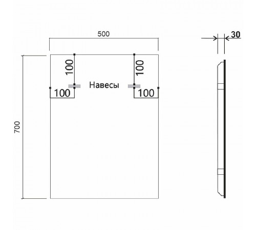 Зеркало Vincea 50 VLM-3VN500B-2 с подсветкой Черное с сенсорным выключателем с подогревом и диммером