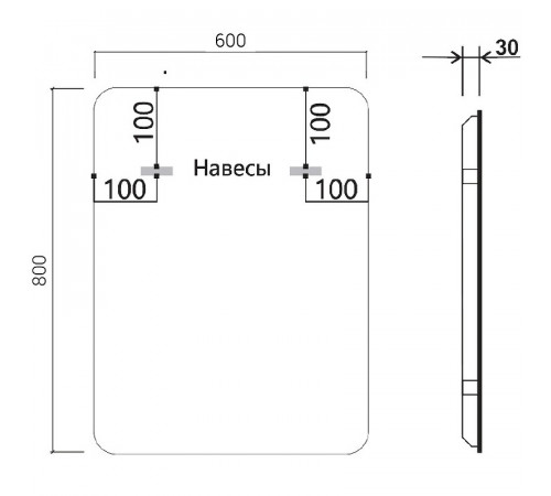 Зеркало Vincea 60 VLM-3VC600B с подсветкой Черное с сенсорным выключателем и диммером