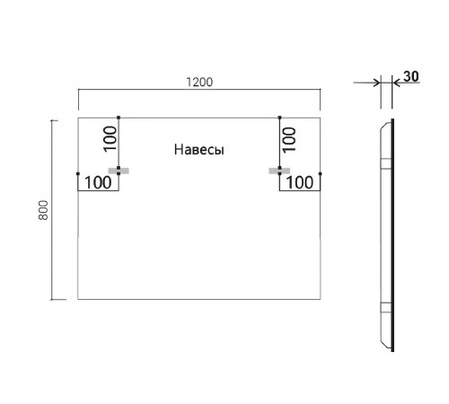 Зеркало Vincea 120 VLM-3VN120B с подсветкой Черное с сенсорным выключателем и диммером