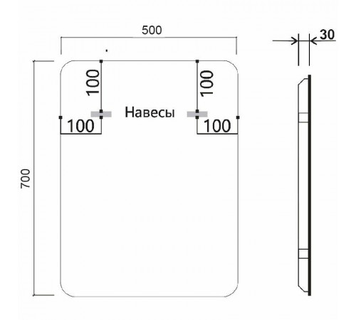 Зеркало Vincea 50 VLM-3VC500B с подсветкой Черное с сенсорным выключателем и диммером