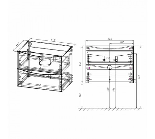 Тумба под раковину Vincea Mia 65 VMC-2MA650VO подвесная V.Oak