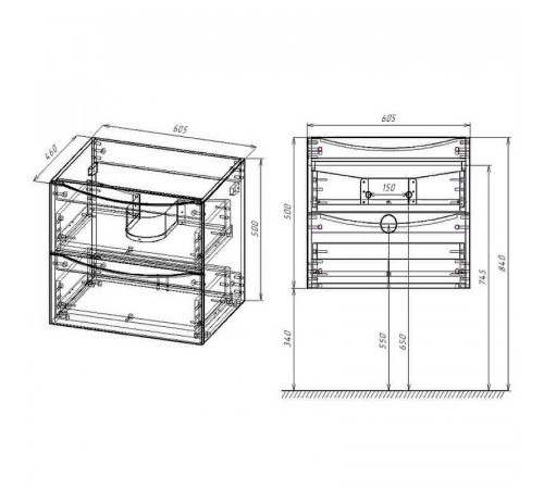 Тумба под раковину Vincea Mia 60 VMC-2MC600RW подвесная R.Wood