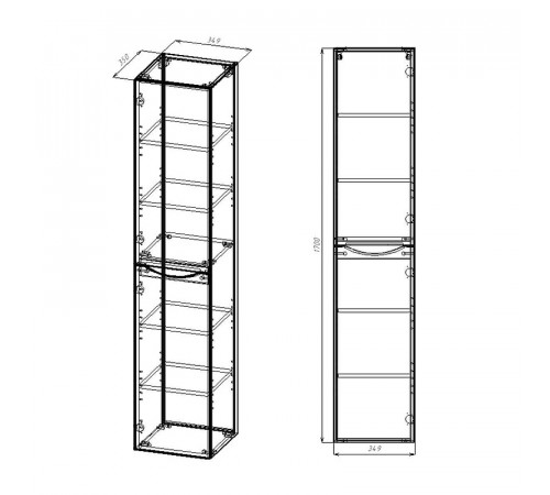 Шкаф пенал Vincea Mia 35 L VSC-2M170RW-L подвесной R.Wood