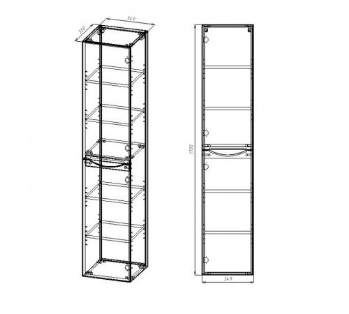 Шкаф пенал Vincea Mia 35 R VSC-2M170BT-R подвесной Beton