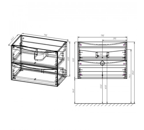 Тумба под раковину Vincea Mia 80 VMC-2MA800RW подвесная R.Wood