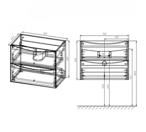 Тумба под раковину Vincea Mia 75 VMC-2MA750RW подвесная R.Wood