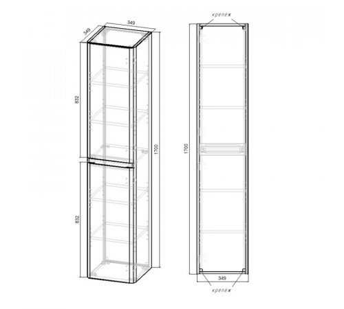 Шкаф пенал Vincea Vico 35 VSC-2V170GW подвесной G.White