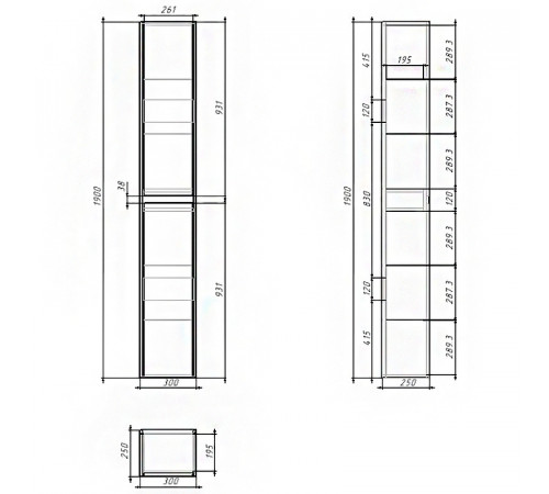 Шкаф пенал Dreja Slim 30 99.0504 Дуб кантри Белый глянец