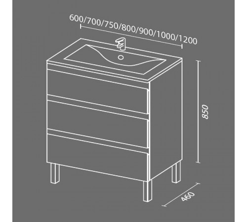 Тумба с раковиной SanVit Авеню-3 100 kavenu3100w Белая глянцевая