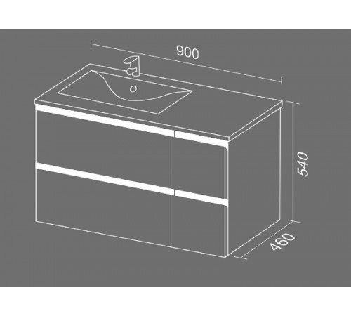 Тумба с раковиной SanVit Стрит box L/R kstreetbox090 в цвете Ral Белый глянец