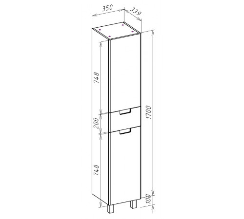 Шкаф пенал Bellezza Пегас 35 L 4620404712031 Красный Белый