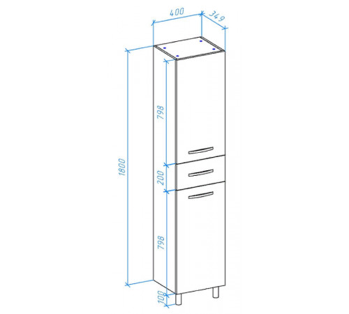 Шкаф пенал Bellezza Анкона 40 R 4629605661018 Белый