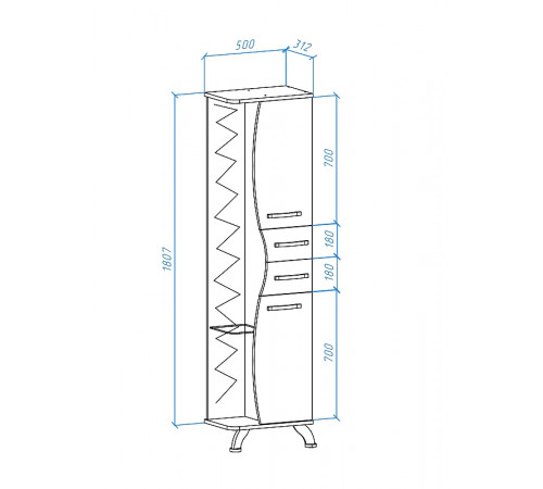 Шкаф пенал Bellezza Рио 50 L 4623606022014 Белый