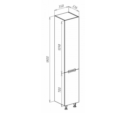 Шкаф пенал Bellezza Лагуна 35 L 4622107002044 Черный Белый