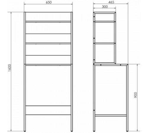 Стеллаж Comforty 65 00-00011201 над стиральной машиной Дуб темно-коричневый